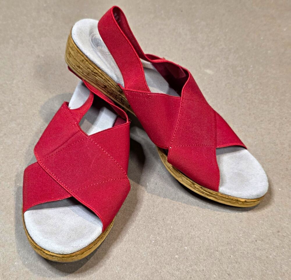 Charleston Shoe Company Red Slingback Wedge Sandals US 8 Atlantic washable